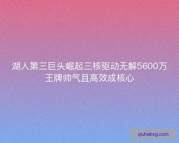 湖人第三巨头崛起三核驱动无解5600万王牌帅气且高效成核心
