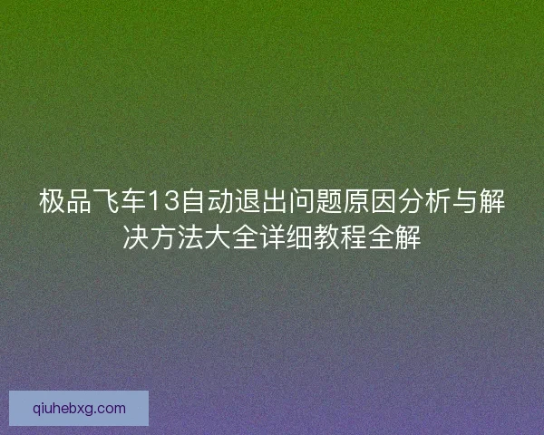 极品飞车13自动退出问题原因分析与解决方法大全详细教程全解 极品飞车13自动退出问题原因分析与解决方法大全详细教程全解