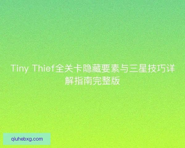 Tiny Thief全关卡隐藏要素与三星技巧详解指南完整版