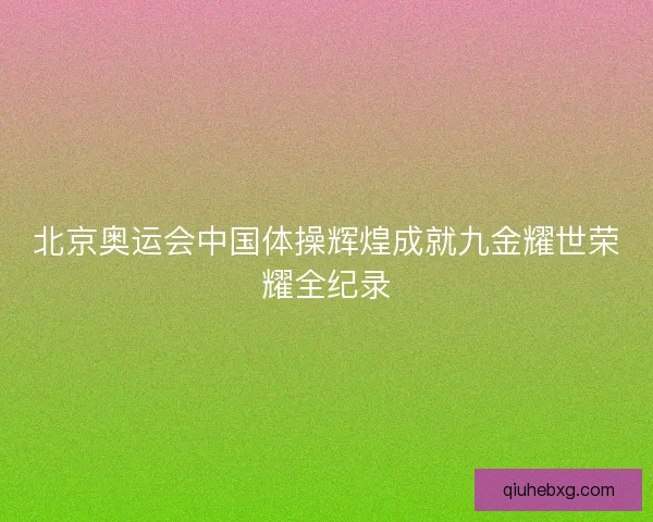 北京奥运会中国体操辉煌成就九金耀世荣耀全纪录